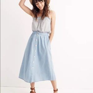 Madewell Palisade Skirt in Chambray, Sz 8